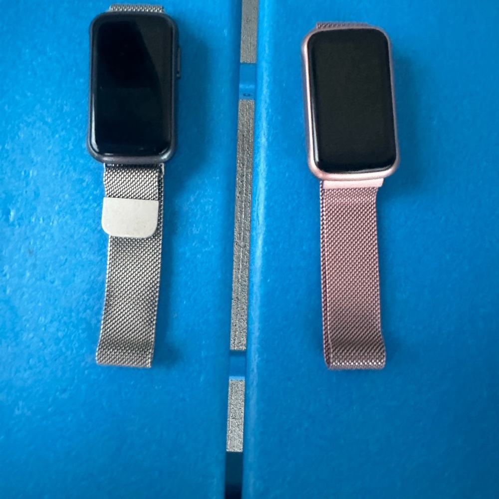 Smartwatch with Silver and Pink Bands